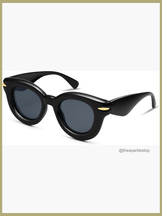 Chunky Round Sunglasses with UV400 Protection, Plastic Frame